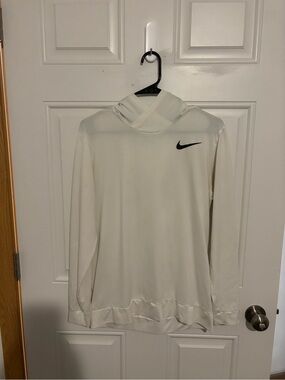 Nike Men’s Cream Crewneck Sweatshirt with Black Swoosh